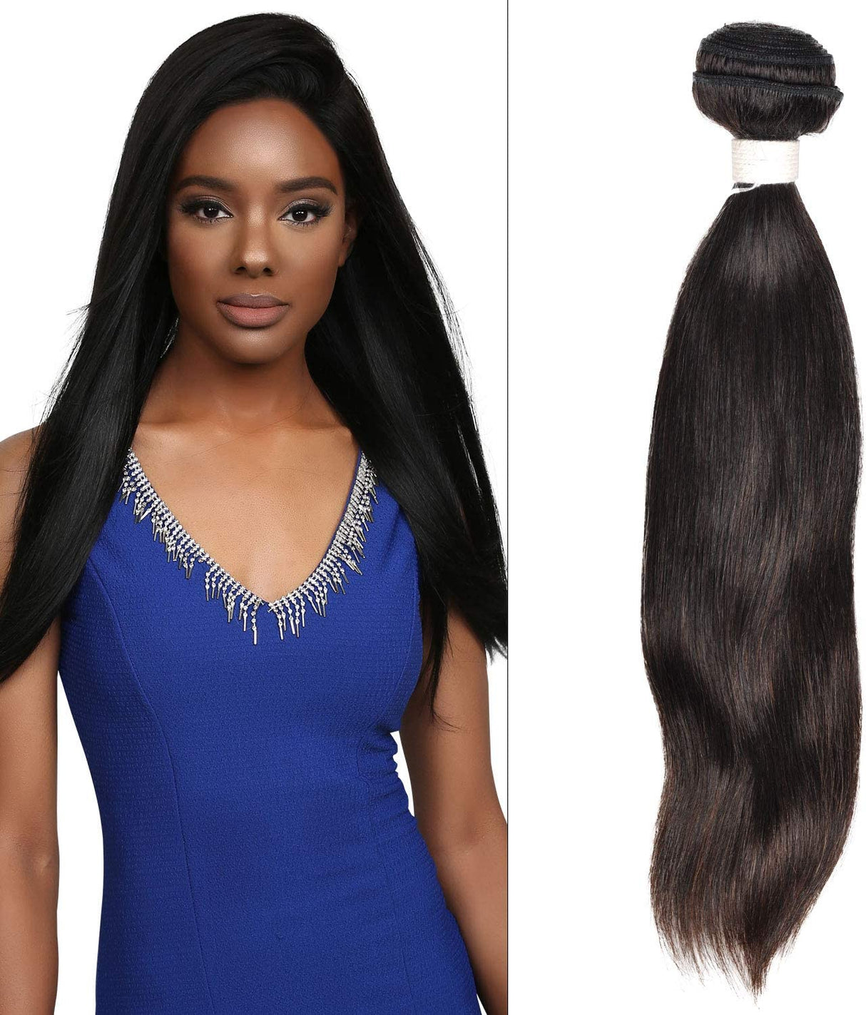 Vogue Hair 100% Virgin Human Hair Brazilian Weave Perfect 4Pcs Style 6A Natural Straight 3Pcs + 13X4 Closure (NATURAL BLACK) (18"+20"+22" with 14")