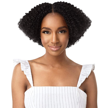 Outre Human Hair Blend Clip on Weave Premium Purple Pack Big Beautiful Hair Clip-In 4A Kinky Curl 10" 9Pcs (CBRN)