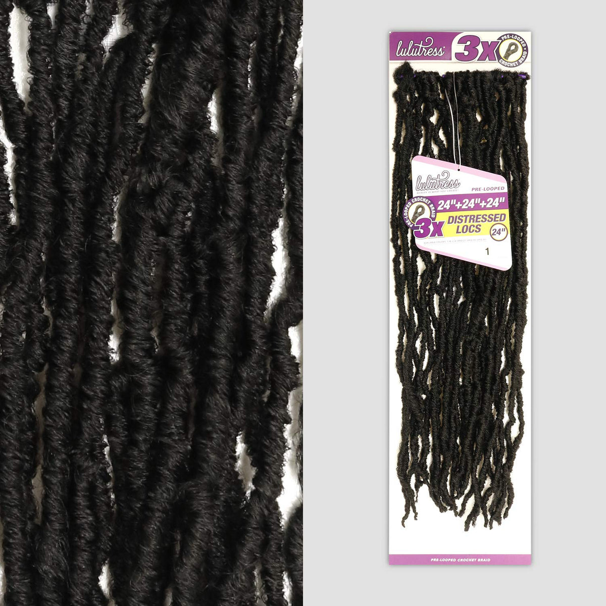 Sensationnel Crochet Braids Lulutress 3X Pre-Looped Distressed Locs 24" (5-PACK, SM1B/30)