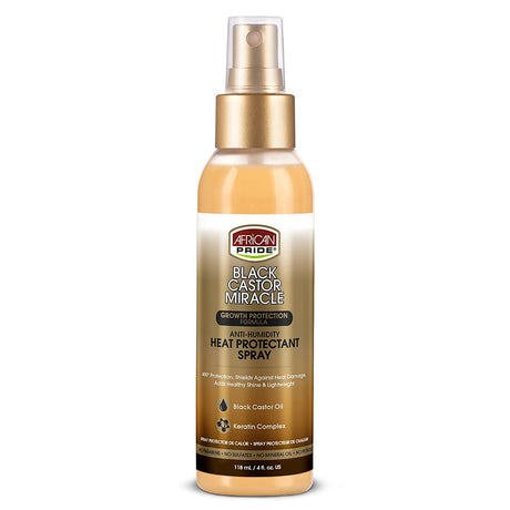 African Pride Black Castor Miracle Anti-Humidity Heat Protectant Spray Find Your New Look Today!