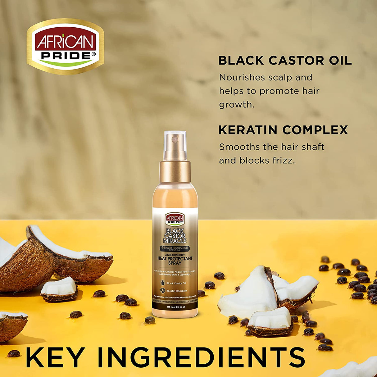 African Pride Black Castor Miracle Anti-Humidity Heat Protectant Spray Find Your New Look Today!