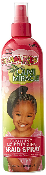African Pride Dream Kids Olive Miracle Moisturizing Braid Spray - Helps Strengthen & Protect Hair, Excellent for Braids, Twists, Locks & Natural Styles, 12 Oz Find Your New Look Today!