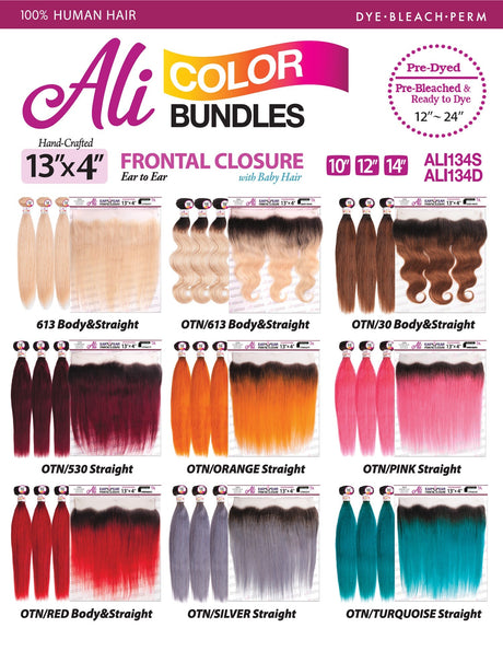 Ali Bundles Unprocessed Brazilian Virgin Human Hair Weave Color Bundles Straight 3Pcs + 13X4 Closure Find Your New Look Today!