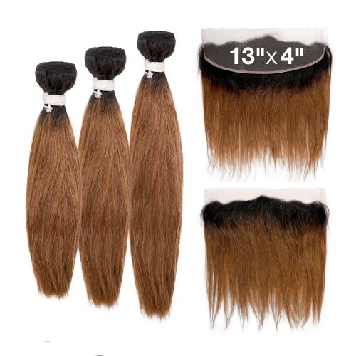 Ali Bundles Unprocessed Brazilian Virgin Human Hair Weave Color Bundles Straight 3Pcs with 13X4 Closure (#OTN/30) Find Your New Look Today!