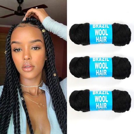 Authentic Brazilian Wool Hair Yarn for Braids 3pcs Value Pack Find Your New Look Today!