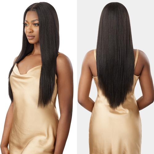 Outre Human Hair Blend Glueless HD 5X5 Lace Closure Wig Yaki Straight 26"