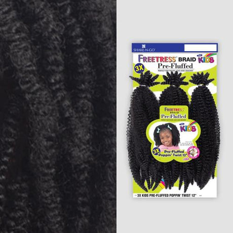 FreeTress Crochet Braids 3X Kids Pre-Fluffed Poppin' Twist 12"