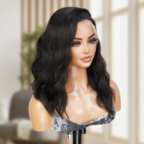 UpScale 100% Human Hair Pre Plucked 13x4 Lace Frontal Wig Wavy Bob 14"