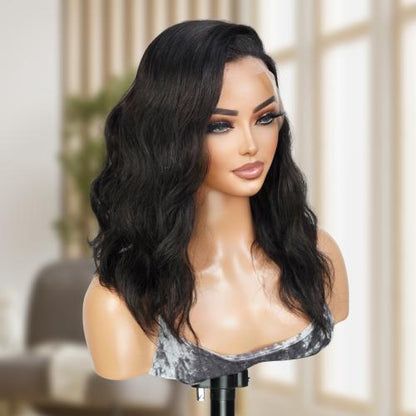 UpScale 100% Human Hair Pre Plucked 13x4 Lace Frontal Wig Wavy Bob 14"