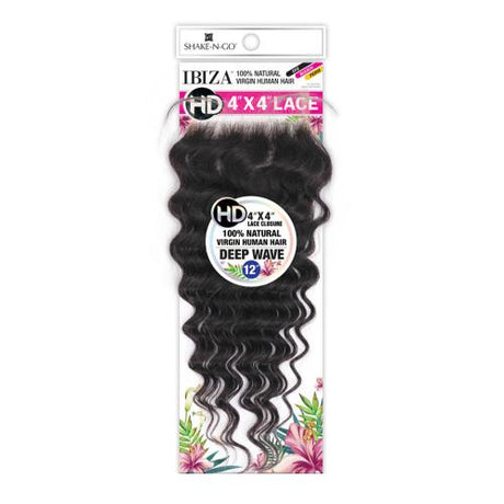 Milky Way Natural Virgin Human Hair Ibiza 4X4 HD Lace Closure Deep Wave 12"