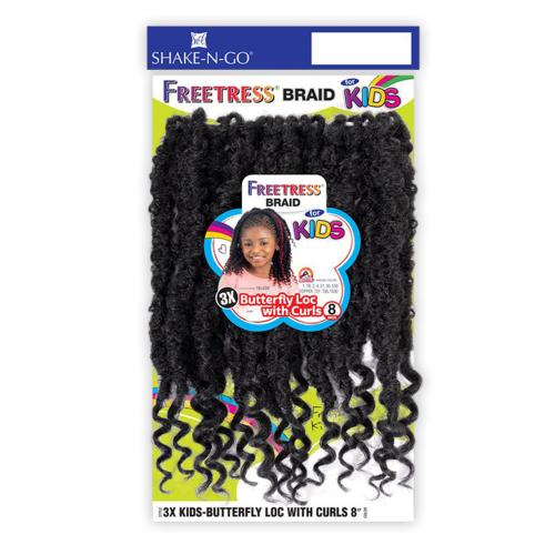 FreeTress Crochet Braids 3X Kids Butterfly Loc With Curls 8"