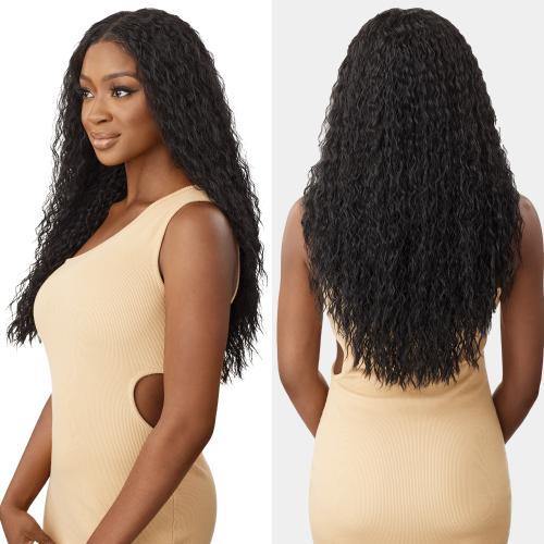 Outre Human Hair Blend Glueless HD 5X5 Lace Closure Wig Peruvian Water Wave 24"