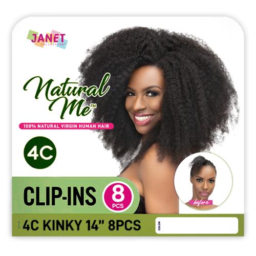 Janet Collection Natural Me Virgin Human Hair Clip-In Weave 4C Kinky (8Pcs) (14-18")