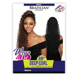 Mane Concept Brazilian Human Hair Blend Ponytail Mega Wrap N Tie MBWNT04 Deep Curl 30"