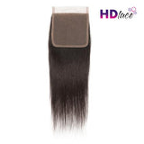 Bare N Natural Unprocessed Virgin Human Hair Weave 4X4 HD Lace Closure 7A Straight (10-18")