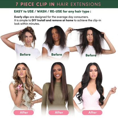 Sensationnel Remy Human Hair Weave Everly Butterfly Clip-in Straight 18" (7Pcs)