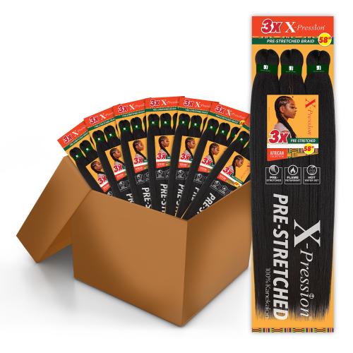 BOX DEAL Sensationnel Braids XPRESSION 3X Pre-Stretched Braid 58" (50 packs/box)
