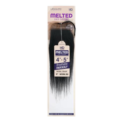 Outre Laid N Slayed Unprocessed Bundle Hair 4X5 HD Melted Lace Closure Natural Straight (10"-16")