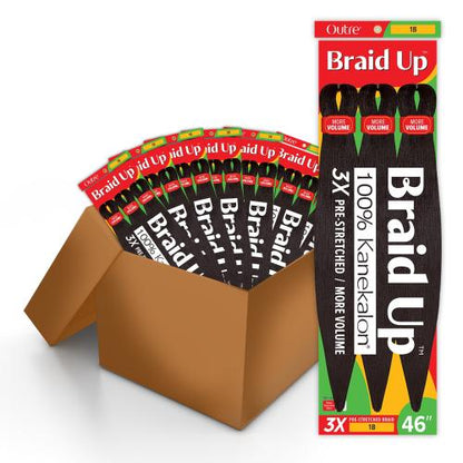 BOX DEAL Outre Braids Braid Up Kanekalon 3X Pre Stretched Braid 46" (50 packs/box)