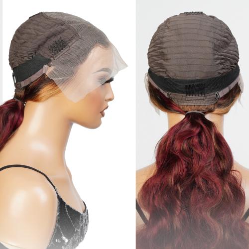 UpScale 100% Human Hair Glueless Pre Plucked 13x6 Lace Frontal Wig Pink Brown Highlight Straight 20"