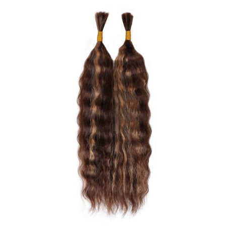 Starlet 100% Virgin Unprocessed Human Braiding Hair 4/27 Caramel Brown Highlight Wet N Wavy Super Bulk (18"-20")