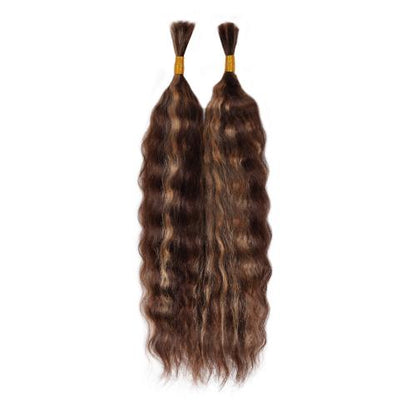 Starlet 100% Virgin Unprocessed Human Braiding Hair 4/27 Caramel Brown Highlight Wet N Wavy Super Bulk (18"-20")
