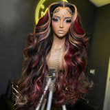 UpScale 100% Human Hair Glueless Pre Plucked 13x6 Lace Frontal Wig Red Blonde Highlight Body Wave 24"