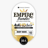 Sensationnel Virgin Human Hair Weave Empire Bundle 4X4 HD Lace Closure 10A Body Wave (10-18")