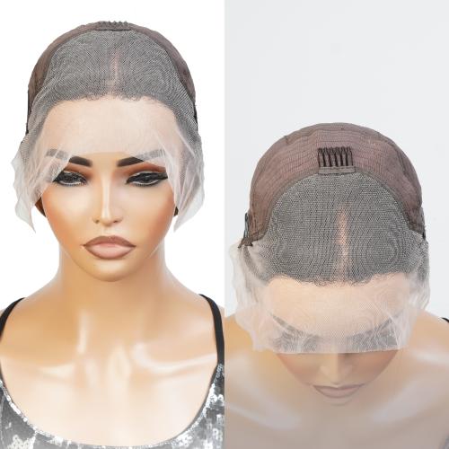 UpScale 100% Human Hair Pre Plucked 13x4 Lace Frontal Wig Wavy Bob 14"