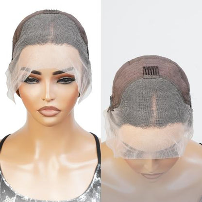 UpScale 100% Human Hair Pre Plucked 13x4 Lace Frontal Wig Wavy Bob 14"