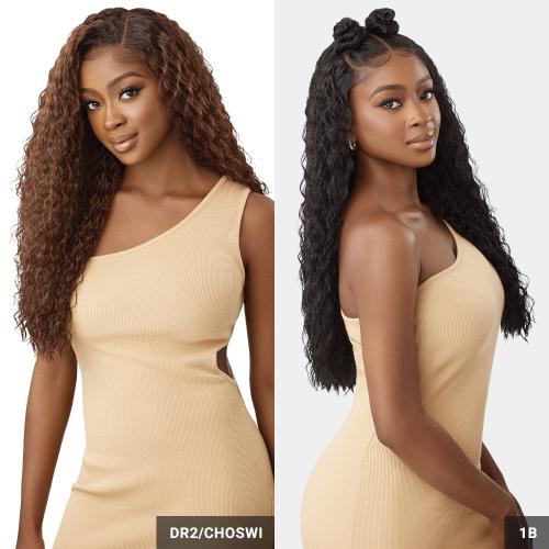 Outre Human Hair Blend Glueless HD 5X5 Lace Closure Wig Peruvian Water Wave 24"