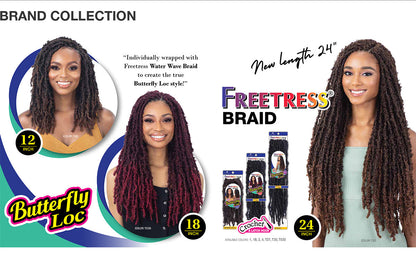 SHAKE-N-GO FREETRESS BRAID - BUTTERFLY LOC - CROCHET - 12" - 24"