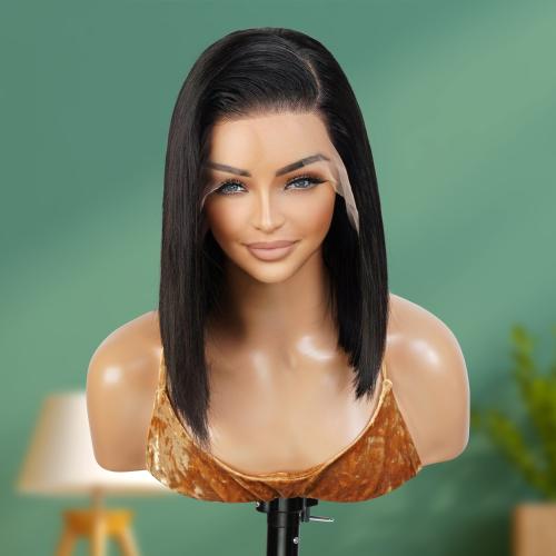UpScale 100% Human Hair Pre Plucked 13x4 Lace Frontal Wig Bob 12"