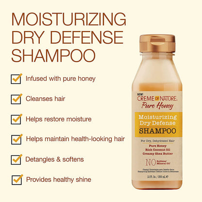 Coconut Oil & Shea Butter Shampoo by Creme of Nature,Dry Defense for Damaged Hair, Formula with Pure Honey, 12.07 Fl Oz Find Your New Look Today!