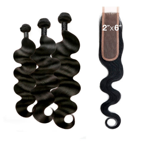 Diva Queen100% Virgin Human Hair Brazilian Bundle Hair Weave 7A Natural Body 3Pcs + 2x6 Closure Find Your New Look Today!