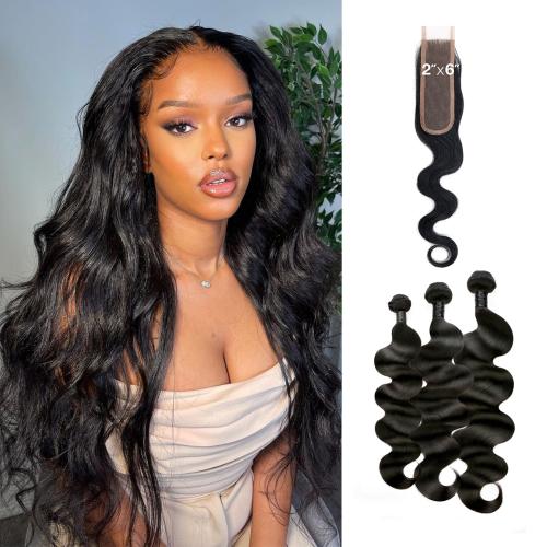 Diva Queen100% Virgin Human Hair Brazilian Bundle Hair Weave 7A Natural Body 3Pcs + 2x6 Closure Find Your New Look Today!