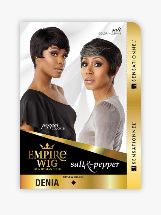 Sensationnel DENIA 	100% Human Hair, Empire, Empire wig, Salt&Pepper, Special Gray Colors, Trendy Natural Look