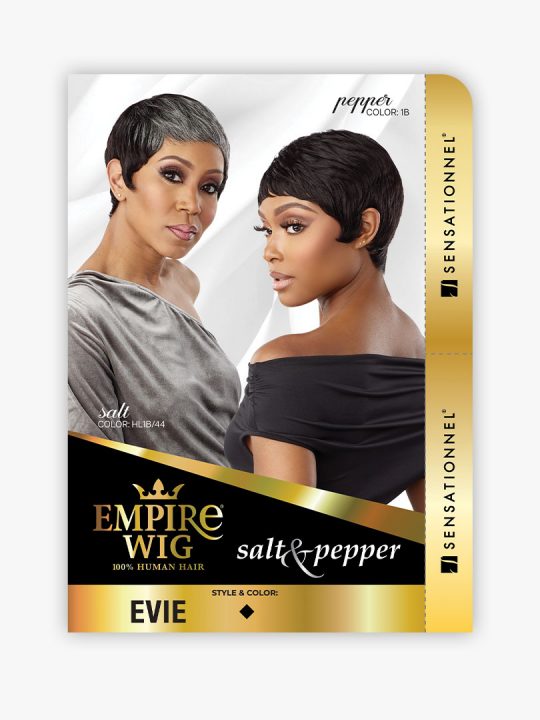Sensationnel EVIE 100% Human Hair, Empire, Empire wig, Salt&Pepper, Special Gray Colors, Trendy Natural Look