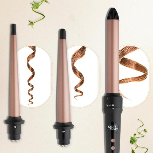 Hot & Hotter 3 in 1 Interchangeable Digital Ceramic Curling Wand Set Find Your New Look Today!