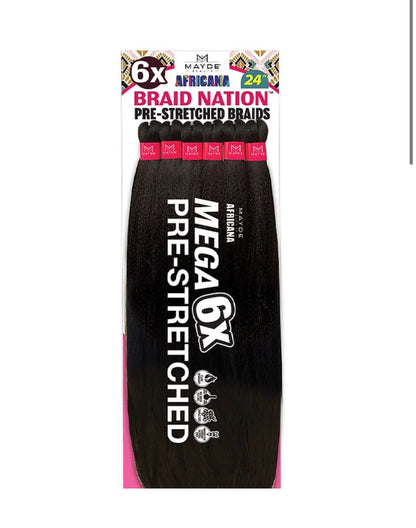 MAYDE BEAUTY 6X BRAID NATION - PRE-STRETCHED BRAIDS - 24"-64"
