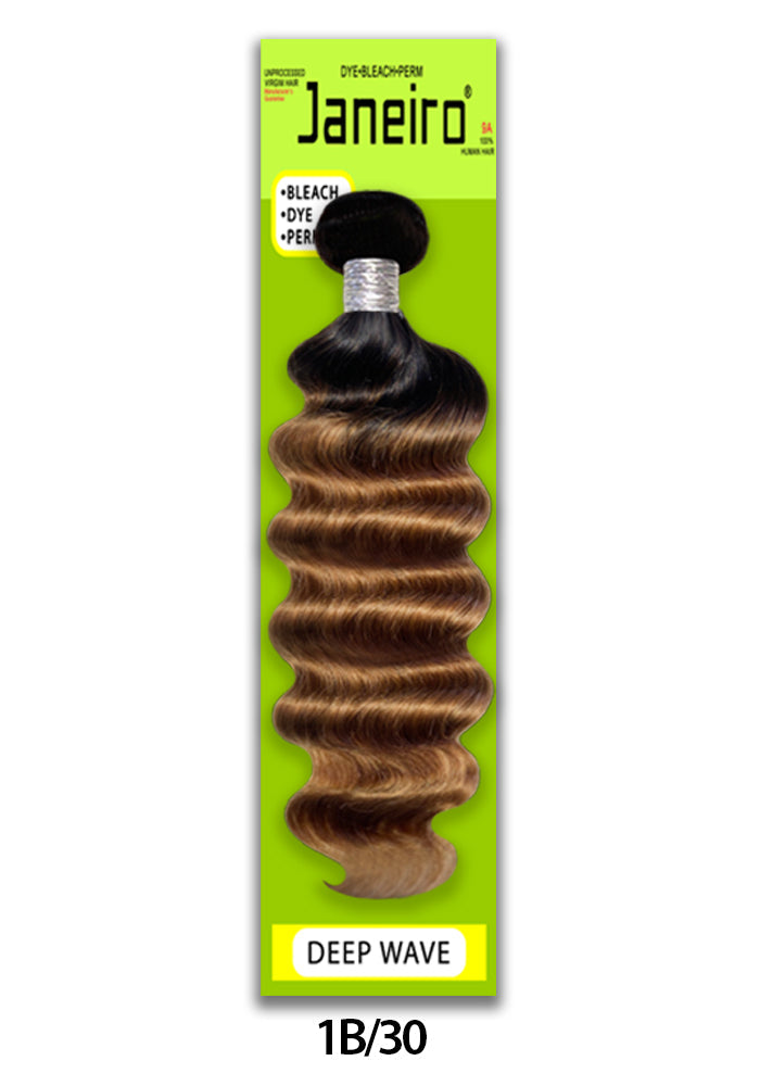 JANEIRO-COLOR DEEP WAVE [1B/30, 1B/30/27, 1B/BURG] 100% UNPROCESSED VIRGIN HUMAN HAIR