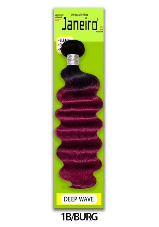 JANEIRO-COLOR DEEP WAVE [1B/30, 1B/30/27, 1B/BURG] 100% UNPROCESSED VIRGIN HUMAN HAIR