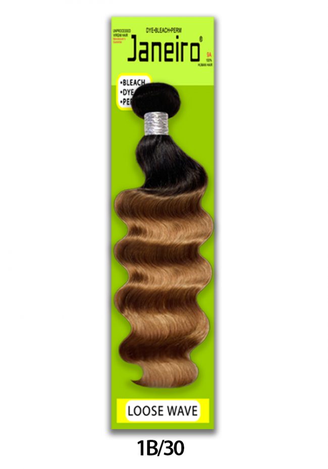 JANEIRO-COLOR LOOSE WAVE [1B/30, 1B/30/27, 1B/BURG] 100% UNPROCESSED VIRGIN HUMAN HAIR