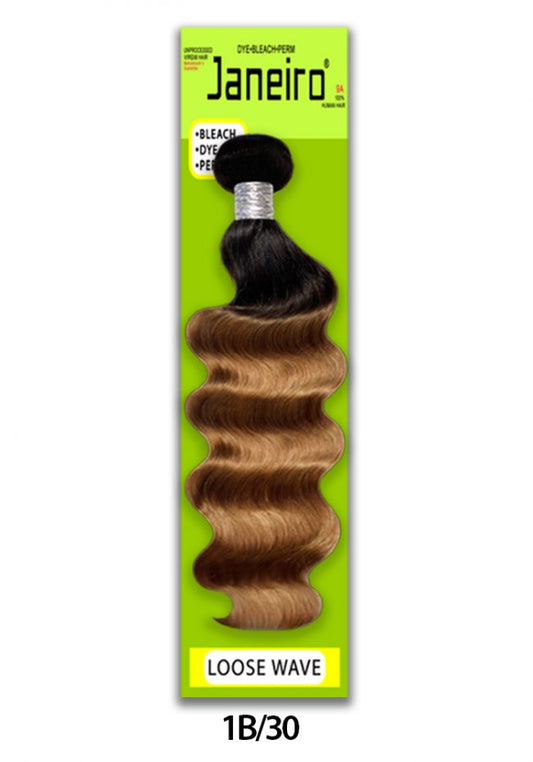 JANEIRO-COLOR LOOSE WAVE [1B/30, 1B/30/27, 1B/BURG] 100% UNPROCESSED VIRGIN HUMAN HAIR