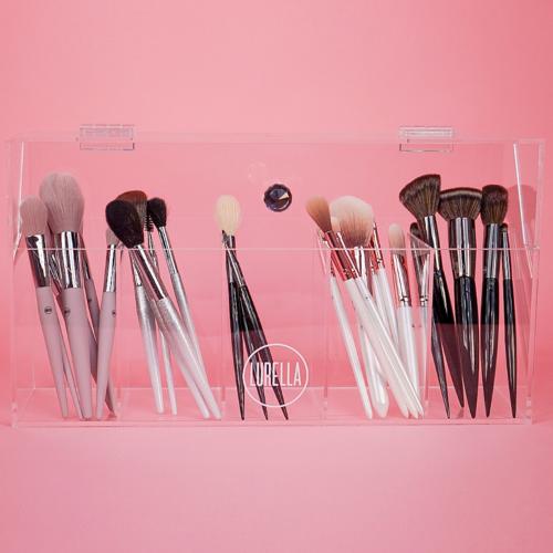 Lurella Clear Acrylic Makeup Brush Organizer Holder With Lid 5 Slot Find Your New Look Today!
