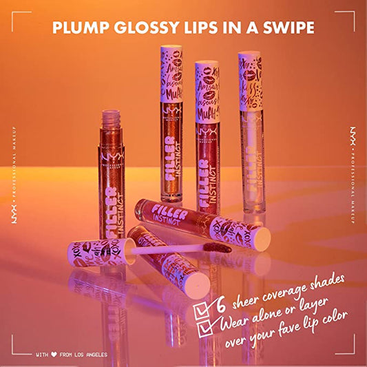 NYX PROFESSIONAL MAKEUP Filler Instinct Plumping Lip Polish, Lip Plumper Gloss - Let's Glaze (Clear) Find Your New Look Today!
