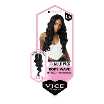 Sensationnel Weave Vice Bundles 3X Multi Pack Body Wave With 2X5 HD Lace Closure Find Your New Look Today!