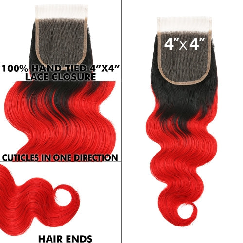 Uniq Hair 100% Virgin Human Hair Brazilian Bundle Hair Weave 4X4 Closure 7A Body #OTRED Find Your New Look Today!
