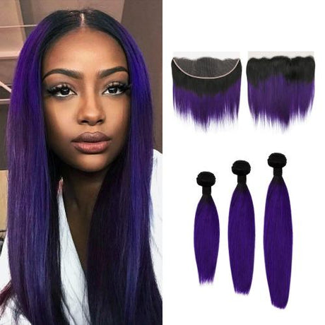 Uniq Hair 100% Virgin Human Hair Brazilian Bundle Hair Weave 7A Straight + 13X4 Closure#OTPURPLE Find Your New Look Today!