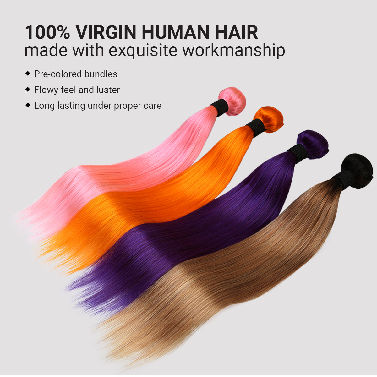 Uniq Hair 100% Virgin Human Hair Brazilian Bundle Hair Weave 9A Straight #ORANGE Find Your New Look Today!